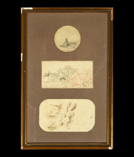 三幅纸本素描，18至19世纪荷兰画派
已装裱，装裱后总尺寸：45 x 29 厘米