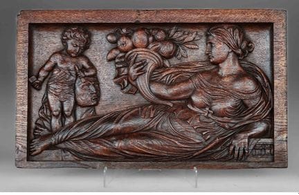 Außergewöhnliche Flachrelieftafel, die die Allegor
