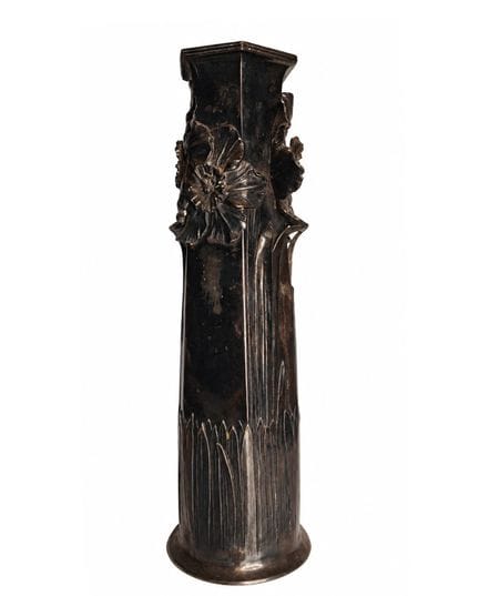Große, vergoldete Zinnvase im Jugendstil, Friedric
