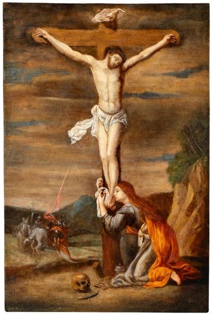 Maria Magdalena zu Füßen des gekreuzigten Christus