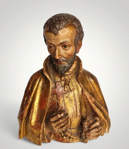 Polychrome Büste aus dem italienischen Barock des 