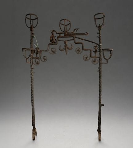 Monumental wrought iron candelabra for three light