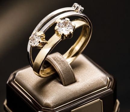 DESIGNER-RING MIT VERBUNDENEN 18-KARAT-GOLD-RINGEN