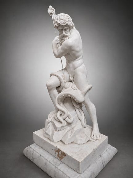 Marmorskulptur des Neptun, Italien, 19.–20. Jahrhu