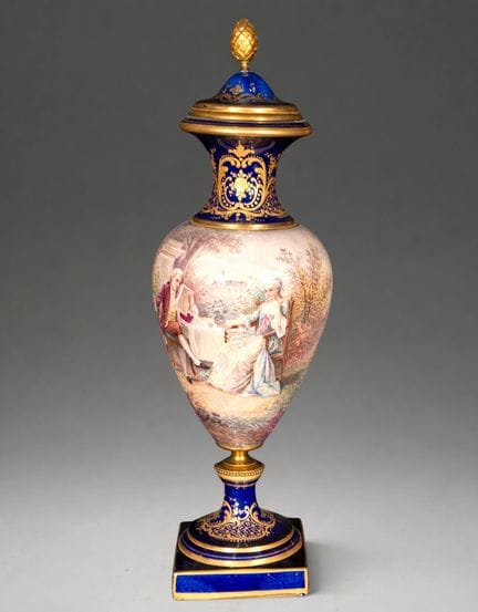 Vase en porcelaine représentant une scène galante 