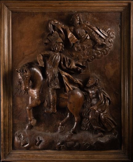 Sehr wichtig Sehr wichtig Großes Relief in Eichenh