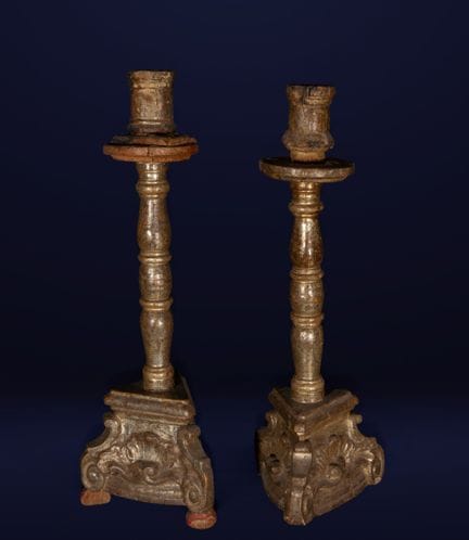 Pair of large 17th-century Mallorcan candlesticks 