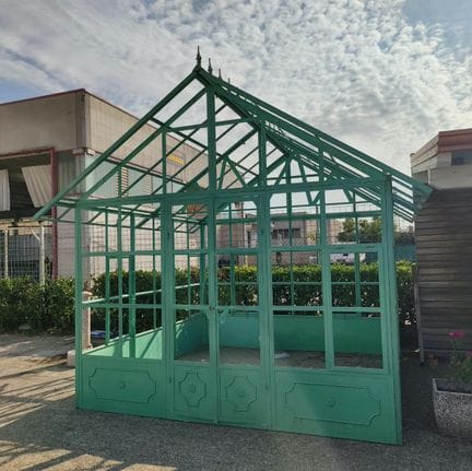Handcrafted greenhouse made of pastel green lacque