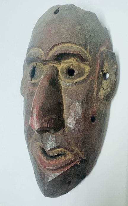 Schamanische Maske Tibet Himalaya
Polychromes Holz