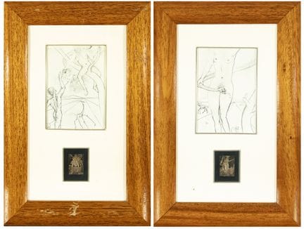 萨尔瓦多·达利（西班牙，1904–1989） 一对银质牌匾
每幅装裱后尺寸为50×36厘米，每块牌匾