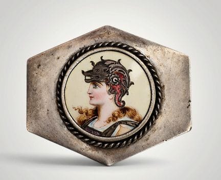 Seltene viktorianische Brosche mit Minerva- oder A