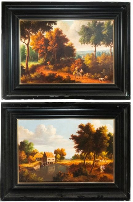 一对18世纪荷兰铜版画
尺寸：60×40厘米和80×58厘米。