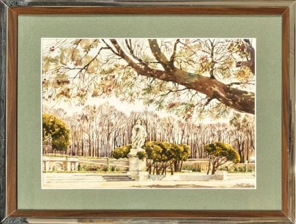 《隐居处》，署名“Rincón”——卡洛斯·林孔（1916-1983？）——20世纪
纸本水彩。43