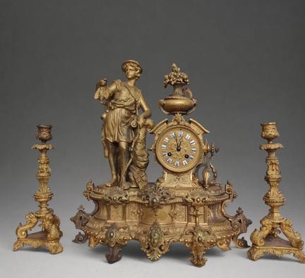 Großes Napoleon-III.-Set aus vergoldeter Bronze (O
