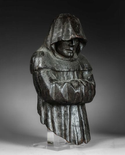 Seltene Skulptur eines betenden Mönchs, Spätmittel