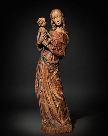 GRAND MADONNA IN POLYCHROMED WOOD - GOTHIC STYLE O
