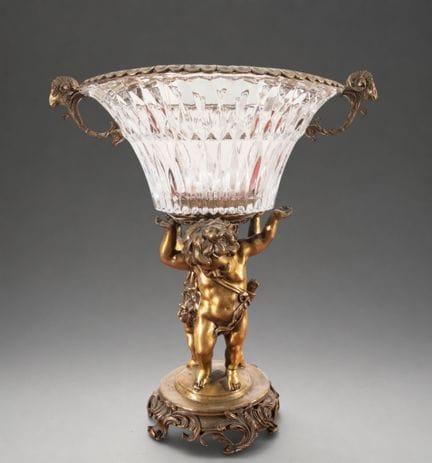 French centerpiece featuring a Baccarat crystal go