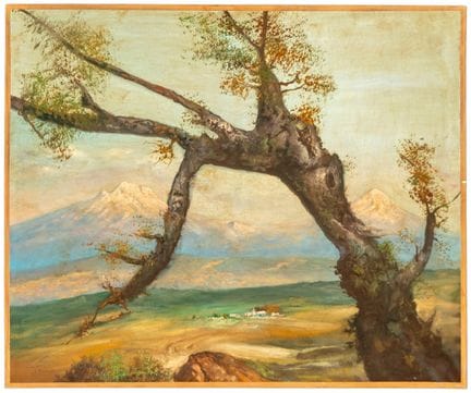 Landschaft mit Baum, signiert „José MV, Mexico“ – 