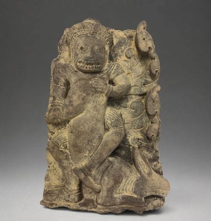 Sehr seltenes Hochrelief eines Büffeldämonen-Schre