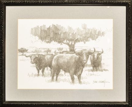 《德埃萨》，署名胡安·瓦尔德斯，西班牙画派，20世纪
纸本铅笔画。尺寸：54 x 44 厘米。画作描