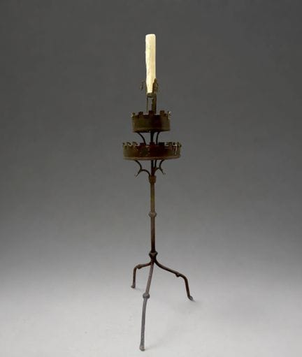 Large wrought iron medieval castle torch, France, 