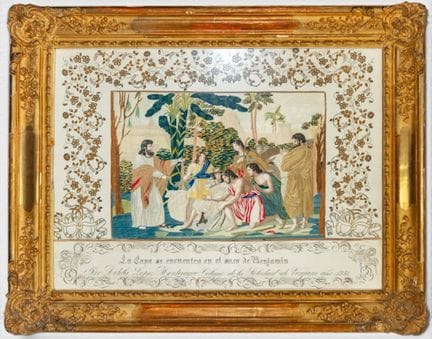 1858年刺绣作品
布面刺绣。创作于1858年。72×54厘米。90×72厘米（含框）。这件装饰性作