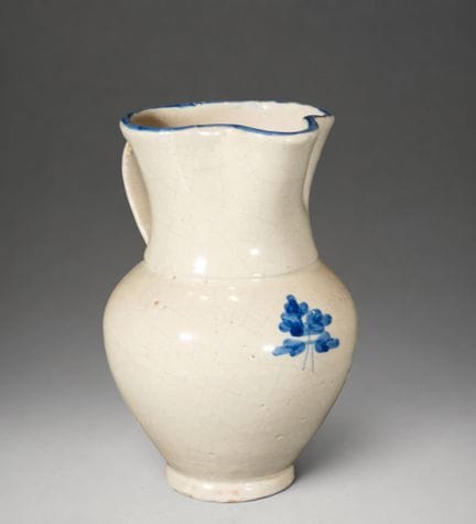 MANISES CERAMICS - Pichet à motif floral bleu coba