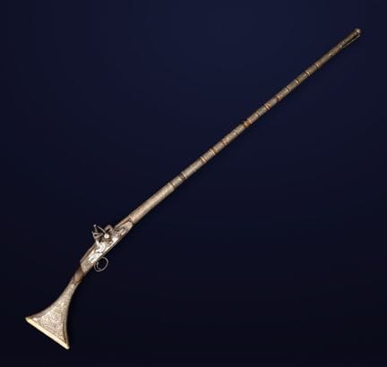 Decorative Turkish Silver Shotgun, Ottoman School.