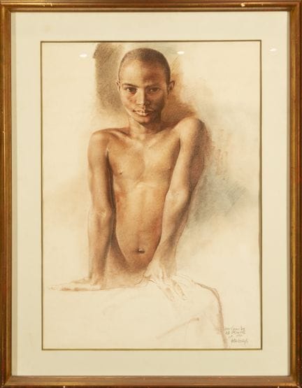 地区女孩，签名，西班牙画派，20 世纪
纸上素描，尺寸：72 x 49 厘米和 91 厘米。肖像画中