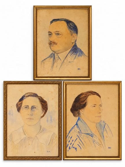 Drei Porträts, signiert Koloman Moser (Österreiche