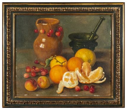 Stillleben mit Obst, Tonkrug und Mörser – Spanisch