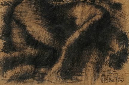 MORENI Mattia
Nu allongé, 1943, technique mixte su