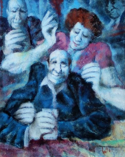 SQUILLANTINI Remo
Au bar, huile sur bois, 50 x 40 