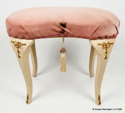 Vintage Vanity Stool Painted White/Gilt Decoration