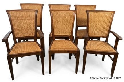 Vintage Set of Six Rattan Dining Chairs (4+2). Mid