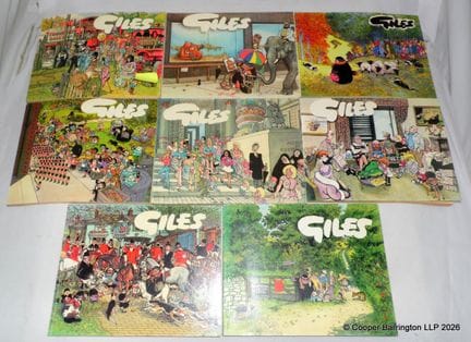 Giles-Cartoons, 8 Bände; darunter die 34. Serie, e