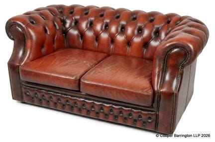 Classic Two Seater Leather Chesterfield Sofa. 20th