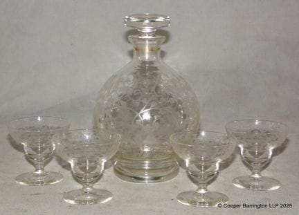 Tchecoslovaquie Geätztes Dekanter-Glas-Set
Tchecos