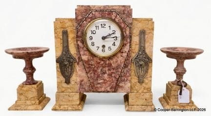Französisches Art-Déco-Set aus buntem Marmor mit T