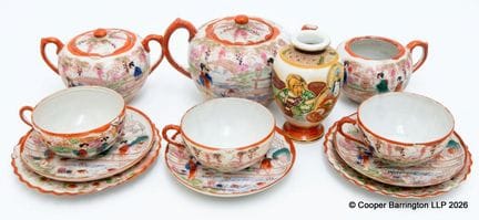 Vintage japanisches Kutani-Geisha-Teeservice (Teil