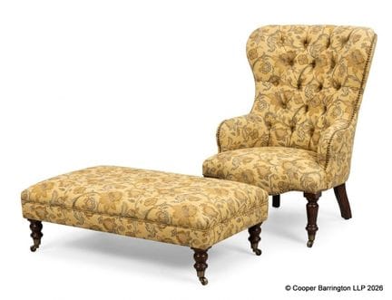 Antique Revival Button Back Armchair / Footstool
A