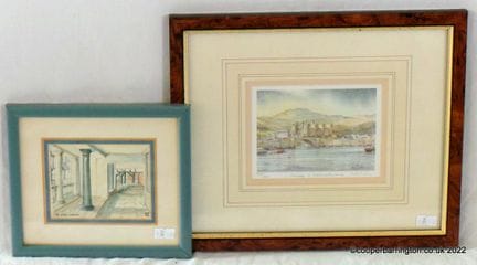Signierter Druck „Conway Castle“ von K. W. Burton,