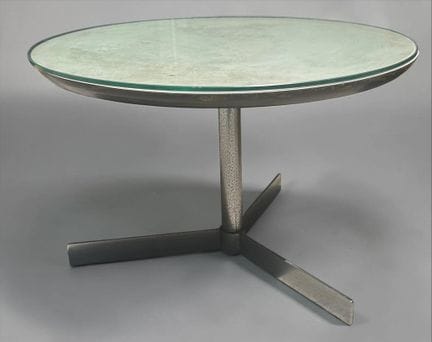 Mesa de centro con superficie de vidrio circular, 