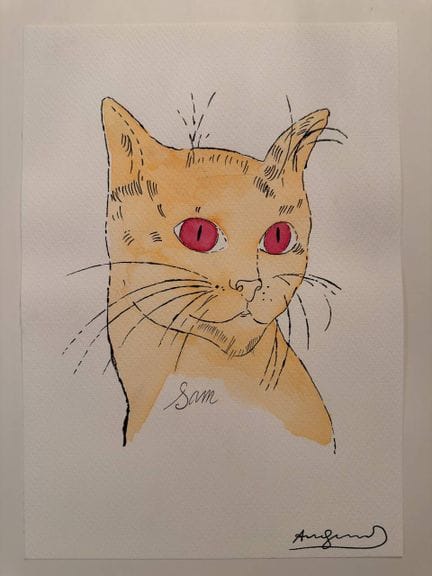Andy WARHOL (1928-1987), d’après
« Cat »
Dessin à 