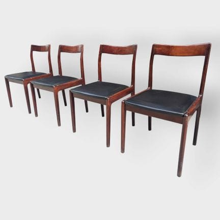 Suite de 4 chaises en bois foncé et skaï noir
Trav