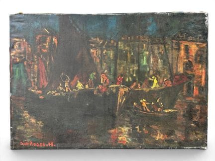 Jean ROGER (1924-2015) 
Port (effet de nuit) - 194