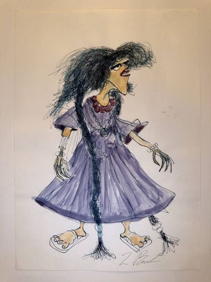 Tim BURTON (1958), según
Dibujo a lápiz y rotulado