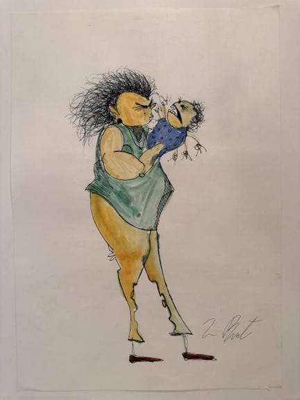 Tim BURTON (1958), según
Dibujo a lápiz y rotulado