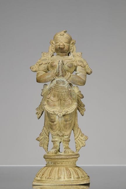 HANUMAN EN BRONZE, EN POSITION DEBOUT, DANS LA POS