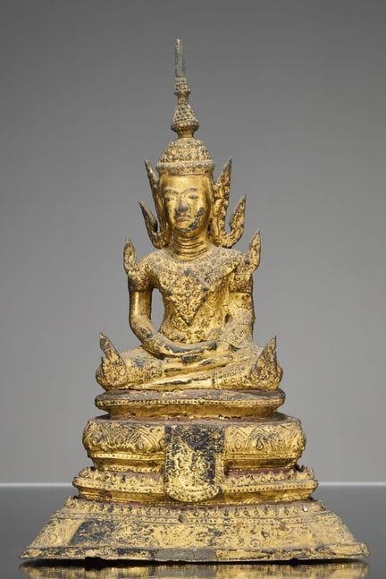 BUDDHA IN BRONZO SEDUTO, THAILANDIA, PERIODO RATTA